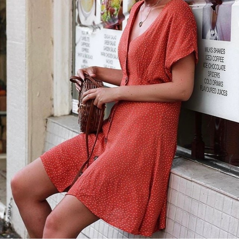 MINKPINK Red Polka Dot Mini Dress